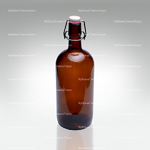 Бутылка «Бугельная» 1л. (Коричневая) стеклянная с пробкой оптом и по оптовым ценам в Челябинске