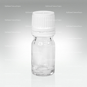 Флакон для капель 0,005 л (18) прозрачное стекло с белой винтовой крышкой КПВ оптом и по оптовым ценам в Челябинске