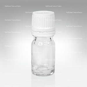 Флакон для капель 0,005 л (18) прозрачное стекло с белой винтовой крышкой КПВ оптом и по оптовым ценам в Челябинске