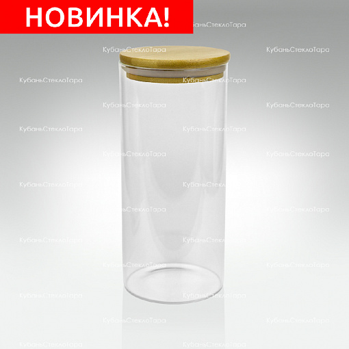 Банка 1,2 л стеклянная с бамбуковой крышкой оптом и по оптовым ценам в Челябинске