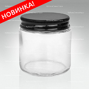 0,100 ТВИСТ прозрачная банка стеклянная с черной алюминиевой крышкой оптом и по оптовым ценам в Челябинске